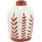 White Ceramic Floral Vase with Terracotta Colored Detailing Set